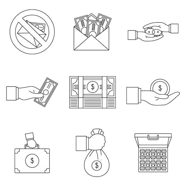 Bribery corrupt practices icon set