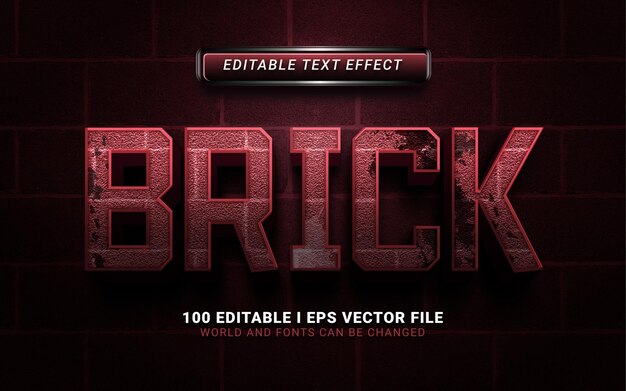 Premium Vector | Brick 3d style text effect