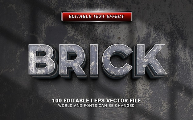 Premium Vector | Brick 3d style text effect