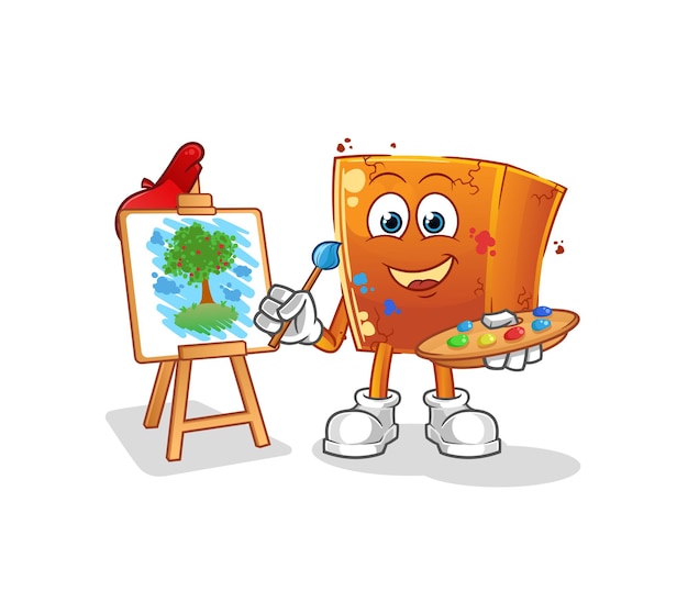 Vector brick artist mascot. cartoon vector