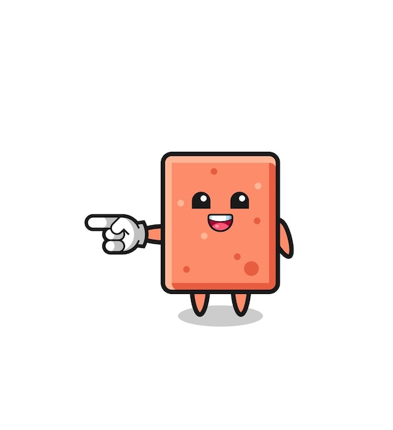 Brick cartoon with pointing left gesture