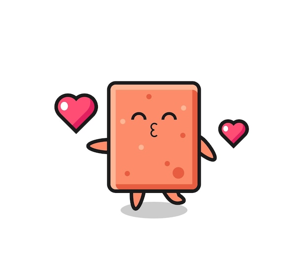 Brick character cartoon with kissing gesture cute design