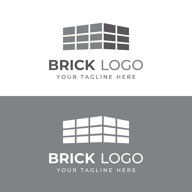 Brick company logo for building construction and wall repair with vector illustration