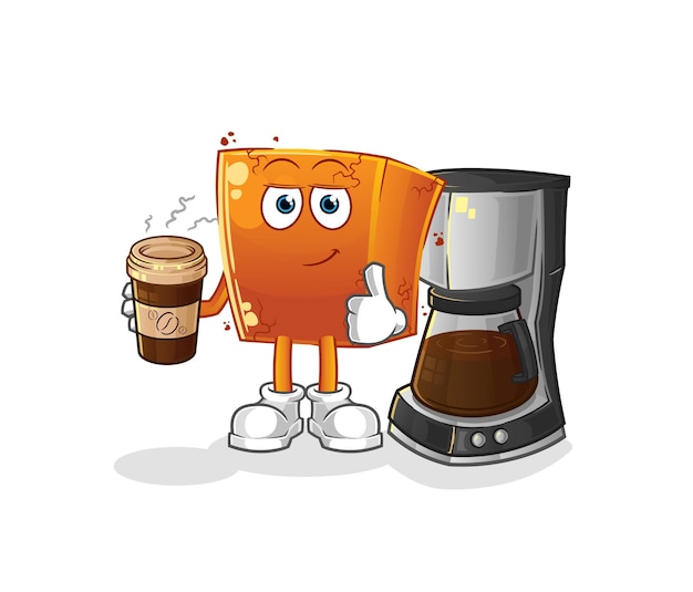 Brick drinking coffee illustration. character vector