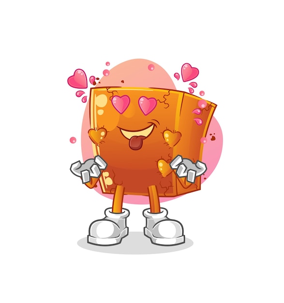 Brick fallin love vector. cartoon character