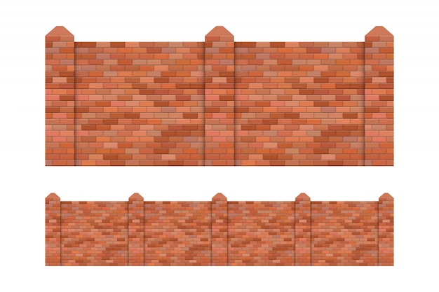 白い背景で隔離のレンガフェンスの図