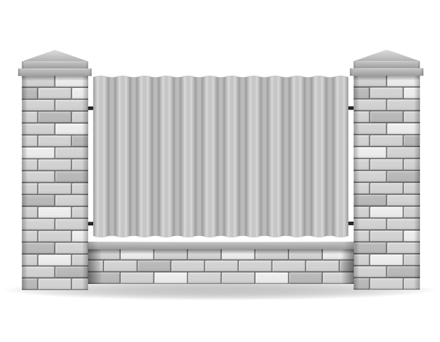 白い背景で隔離のレンガ柵ベクトル図
