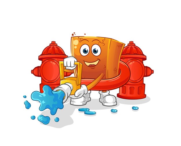 Brick firefighter vector. cartoon character