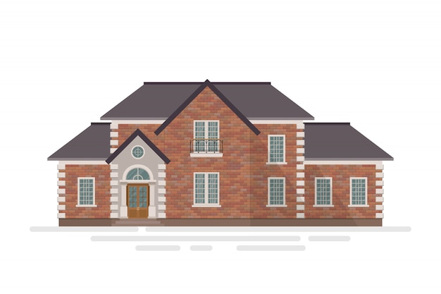 Brick house building illustration isolated on white