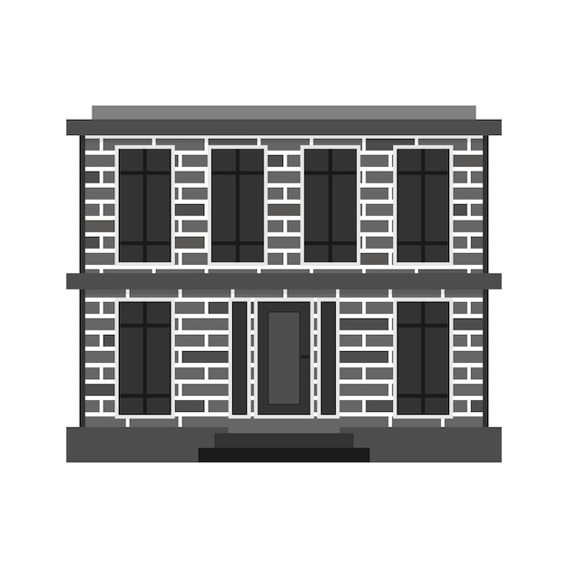 brick house on a white background. Vector illustration