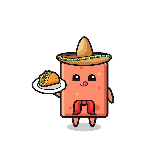 Brick Mexicaanse chef-kok mascotte met een taco