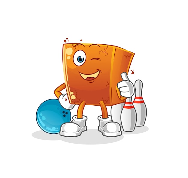 Brick play bowling illustration. character vector