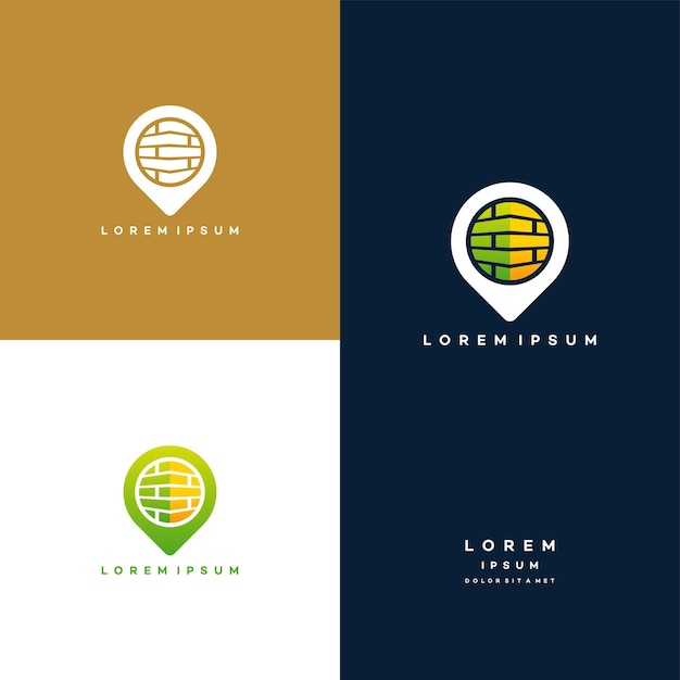 Brick Point logo designs concept vector, Brick Logo template template