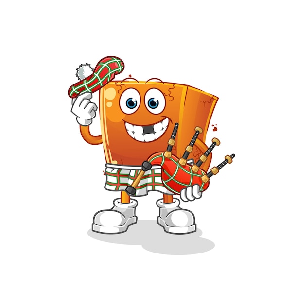 Brick scottish with bagpipes vector. cartoon character