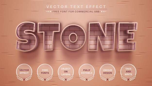 Кирпичный камень редактируемый текстовый эффект, стиль шрифта