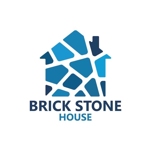 Brick stone house logo template design