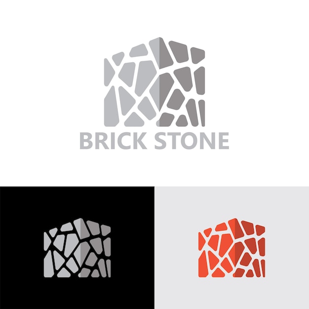 Brick stone logo template premium vector