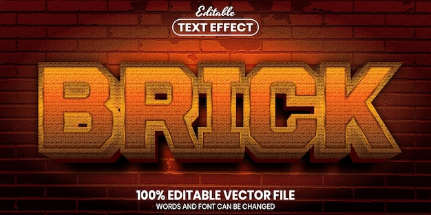 Premium Vector | Brick text, font style editable text effect