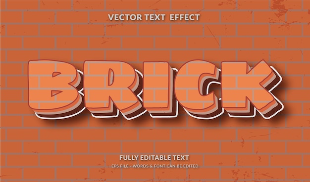 Brick text style with brick wall background editable text effect