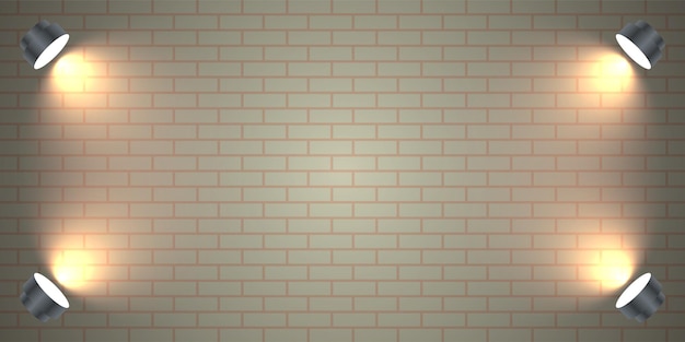 Brick wall background and lamp illustration template design