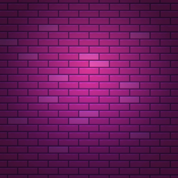 brick wall background purple neon light 3d render