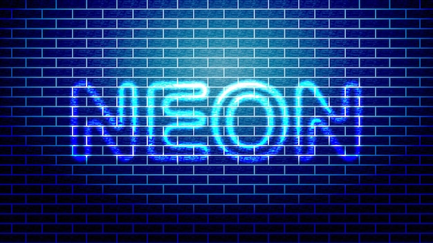 brick wall background with neon light