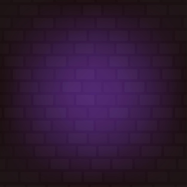 Vector brick wall background with purple light effect