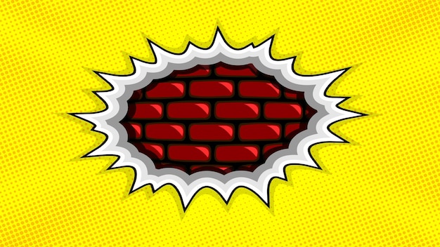 Vector brick on the wall boom comic background vector illustration stock illustration