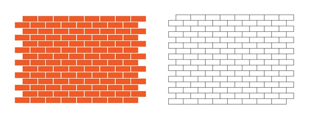 Icone per pareti di mattoni a tendenza vettori di stile artistico a linea piatta