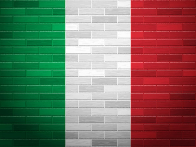 Muro di mattoni bandiera dell'italia