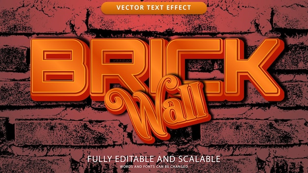 Vector brick wall text effect editable eps file