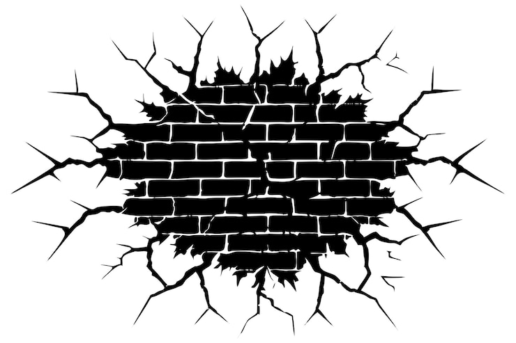 Vector a brick wall with a hole in it and a brick wall with a hole in it