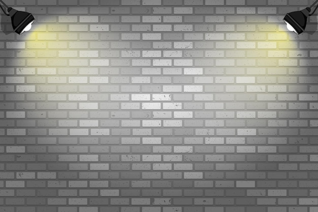 Vector brick wall with spot lights background