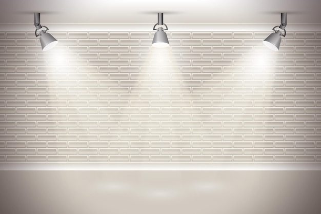 Vector brick wall with spot lights background
