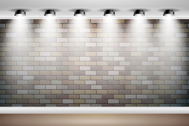 Vector brick wall with spot lights background