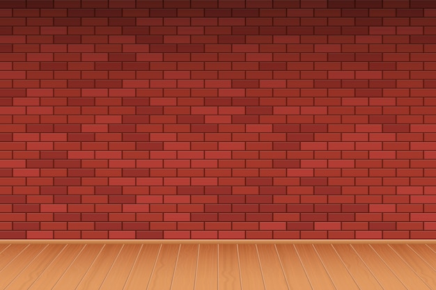 Vector brick wall and wooden floor background vector design illustration