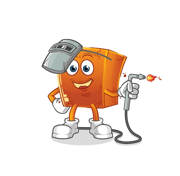 Brick welder mascot. cartoon vector