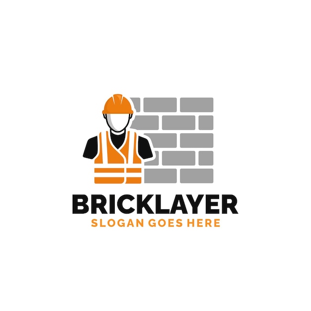 Bricklayerのロゴデザインのベクトルイラスト