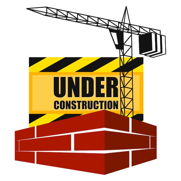 Vector bricklaying construction tower crane symbol design for construction