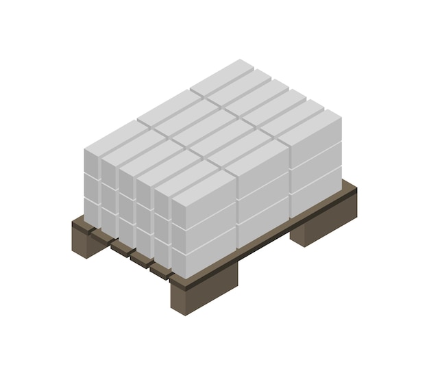 Bricks on isometric wooden board