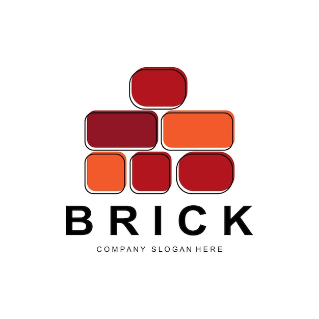 Bricks Logo Design Material Stone Illustration Vector Building Construction Icon