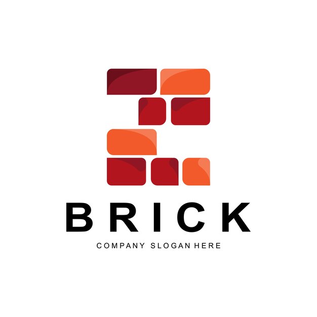 Bricks Logo Design Material Stone Illustration Vector Building Construction Icon