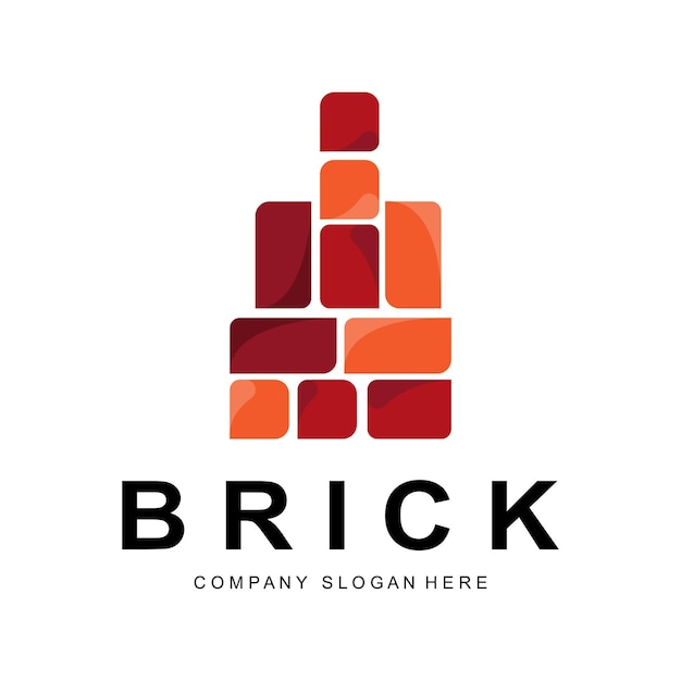 Bricks Logo Design Material Stone Illustration Vector Building Construction Icon