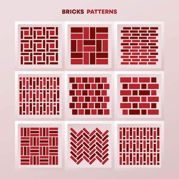 Vector bricks placements for house wall set