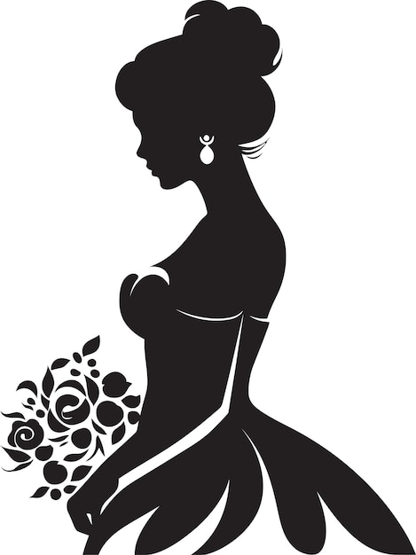 Эмблема невесты "Бридальная гармония" Черная векторная эмблема "Грациозная спокойствие" Логотип невесты