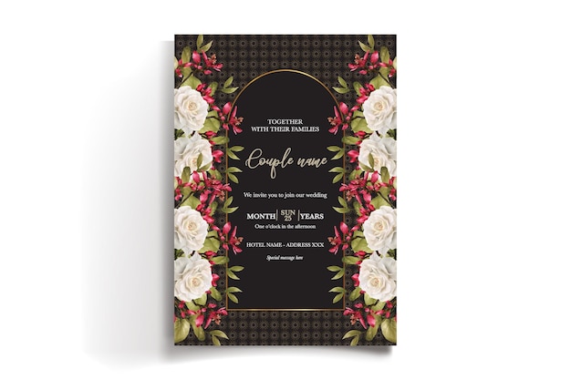 шаблон приглашения на свадебный душ с цветами