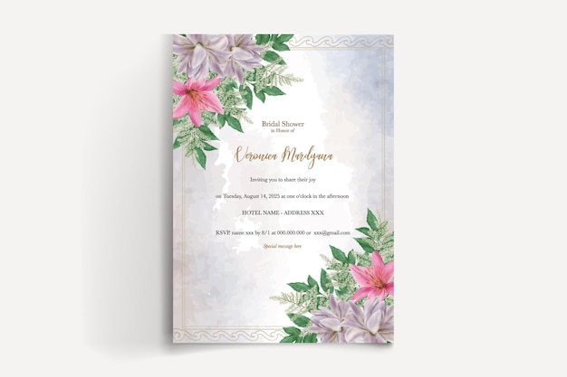 Vector bridal shower floral invitation template