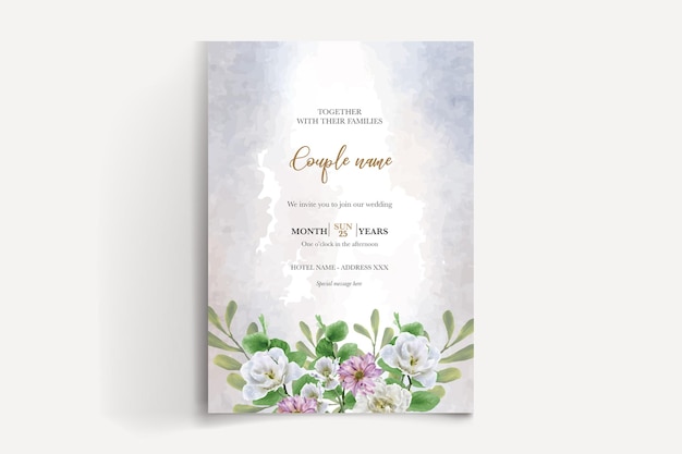 ブライダルシャワーの花の招待状のテンプレート
