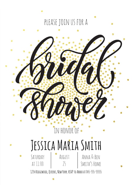 Vector bridal shower invitation card template