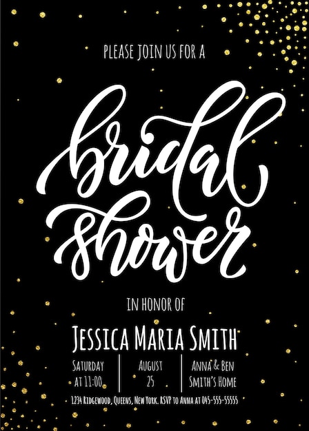 Vector bridal shower invitation card template